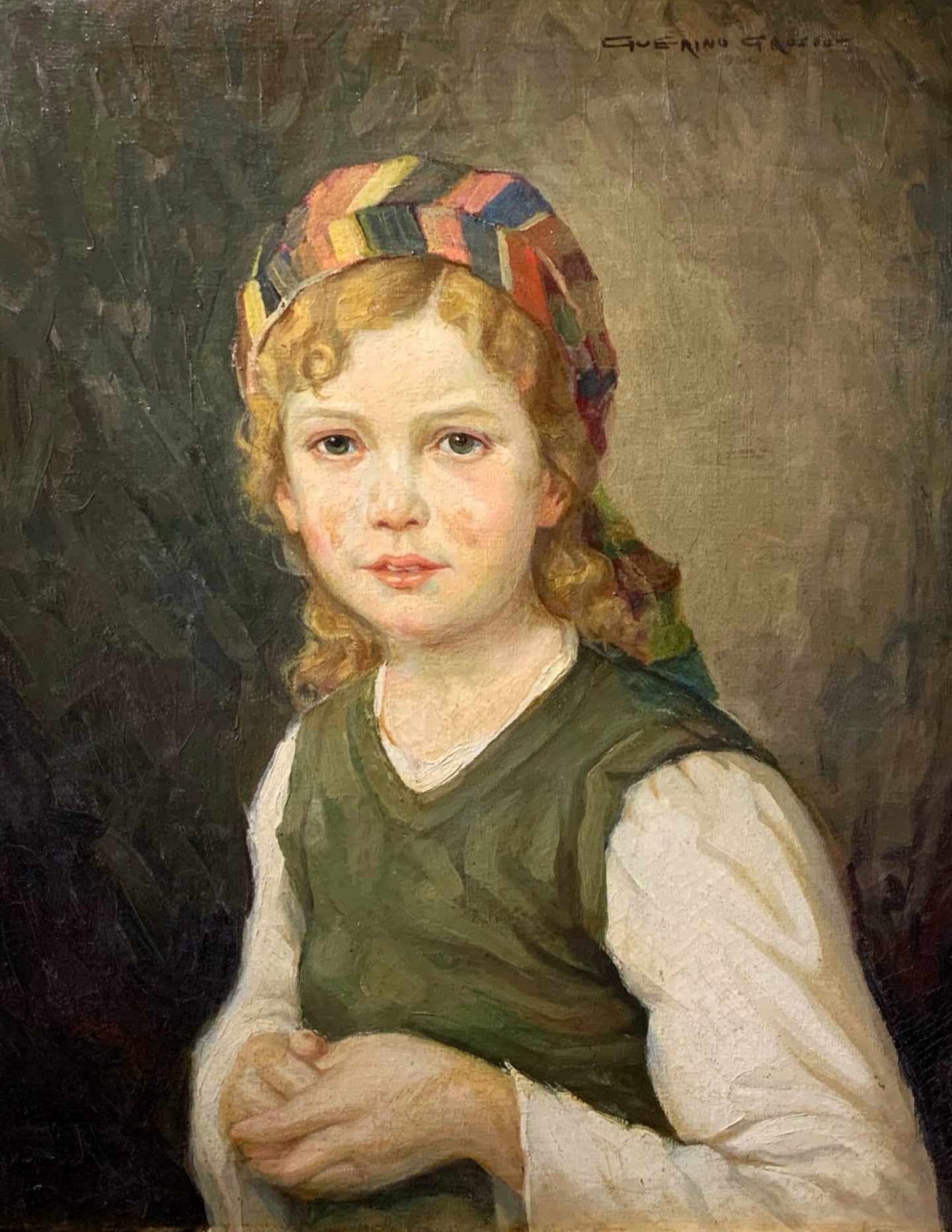 Retrato de menina depois da restauração, com maior leitura das cores e detalhes
